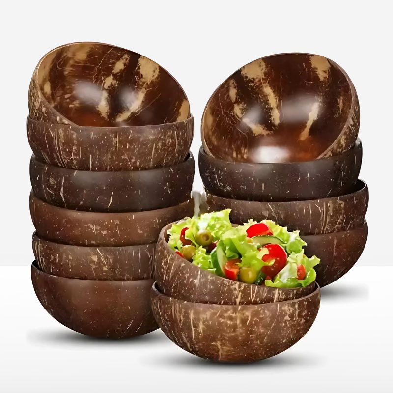 Handgefertigtes 10-teiliges Kokosnussschalenset