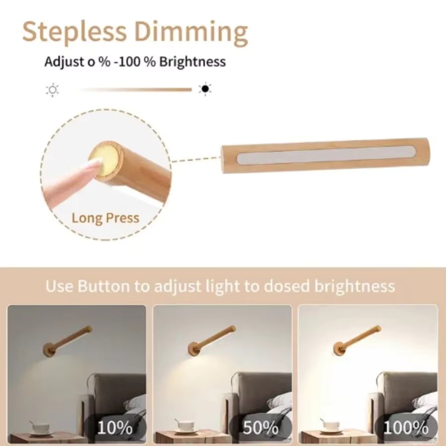 Lustre - Wiederaufladbare Wandleuchte aus Holz