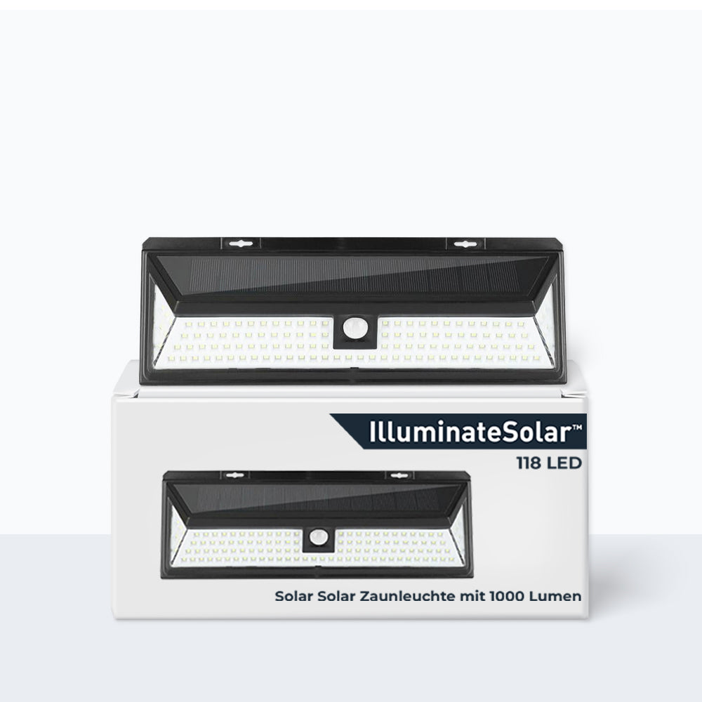 118 LED Solar Wandleuchte für den Zaun – 1000 Lumen Helligkeit