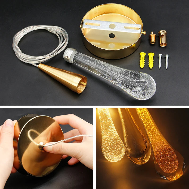 GoldenDrop™ – Elegante LED-Pendelleuchte in Tropfenform aus Goldglas