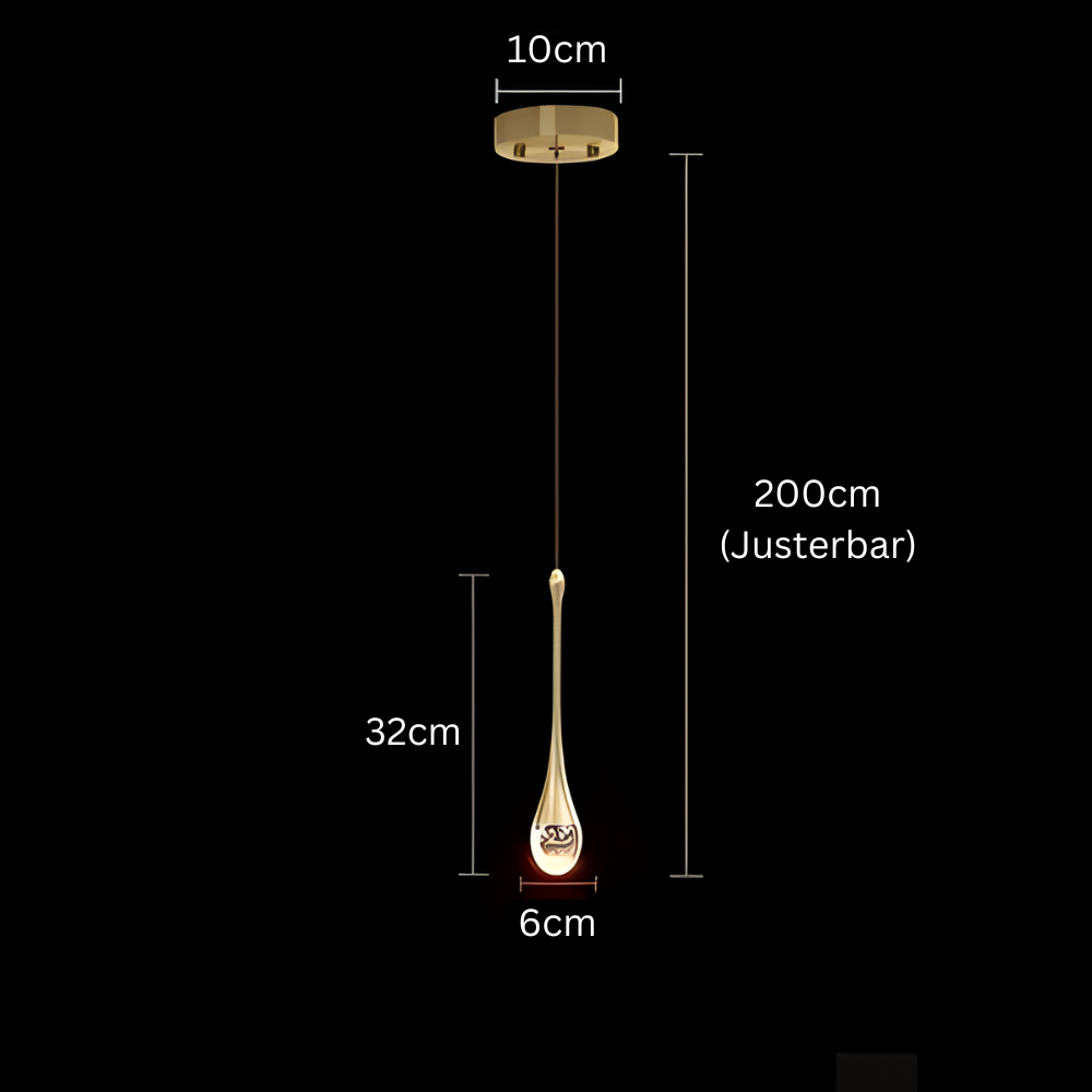 GoldenBubble™ – LED-Hängeleuchte in Gold mit Kristalltropfen & Modernem Design