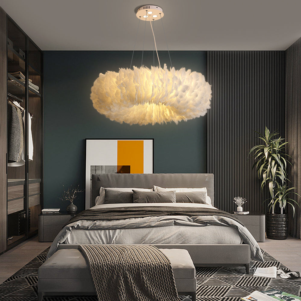 Feathra - Elegante Ring-Pendelleuchte mit LED für Schlafzimmer & Wohnzimmer