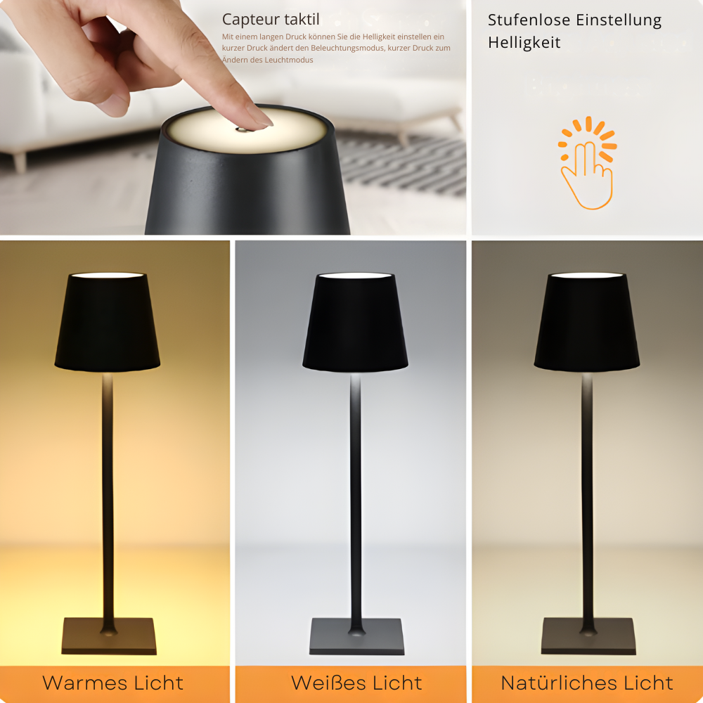 LuxAmbient – Stilvolle, kabellose LED-Tischleuchte mit Farbwechsel