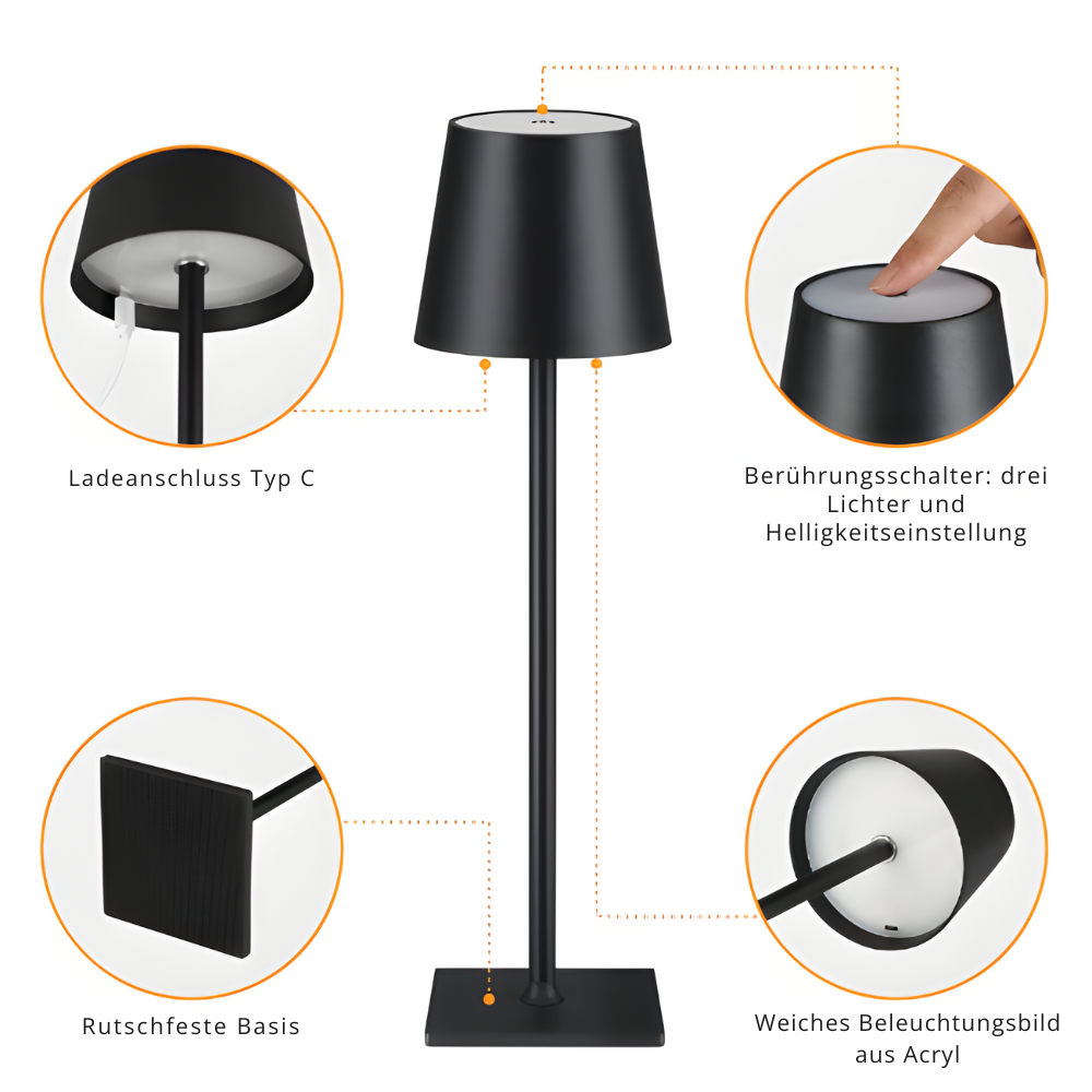LuxAmbient – Stilvolle, kabellose LED-Tischleuchte mit Farbwechsel