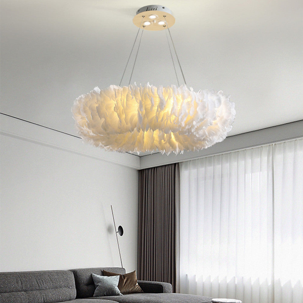 Feathra - Elegante Ring-Pendelleuchte mit LED für Schlafzimmer & Wohnzimmer