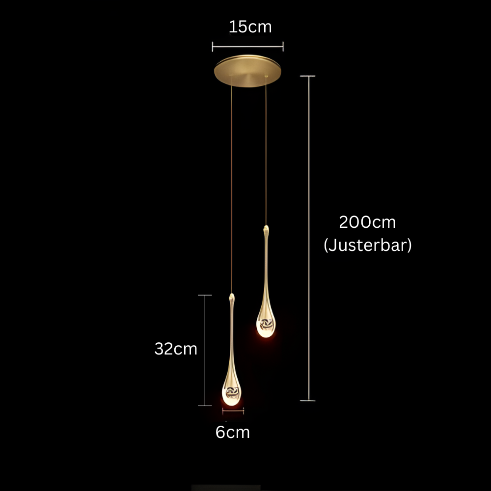 GoldenBubble™ – LED-Hängeleuchte in Gold mit Kristalltropfen & Modernem Design