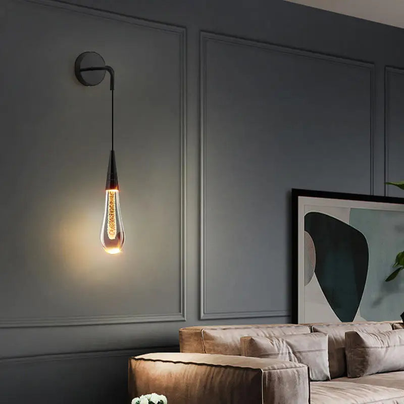 GoldenDrop™ – Luxuriöse Wand-Pendelleuchte aus Kristall in Tropfenform für Schlafzimmer oder Wohnzimmer