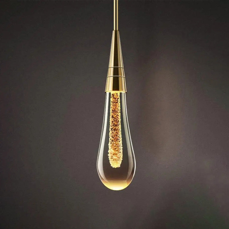 GoldenDrop™ – Elegante LED-Pendelleuchte in Tropfenform aus Goldglas