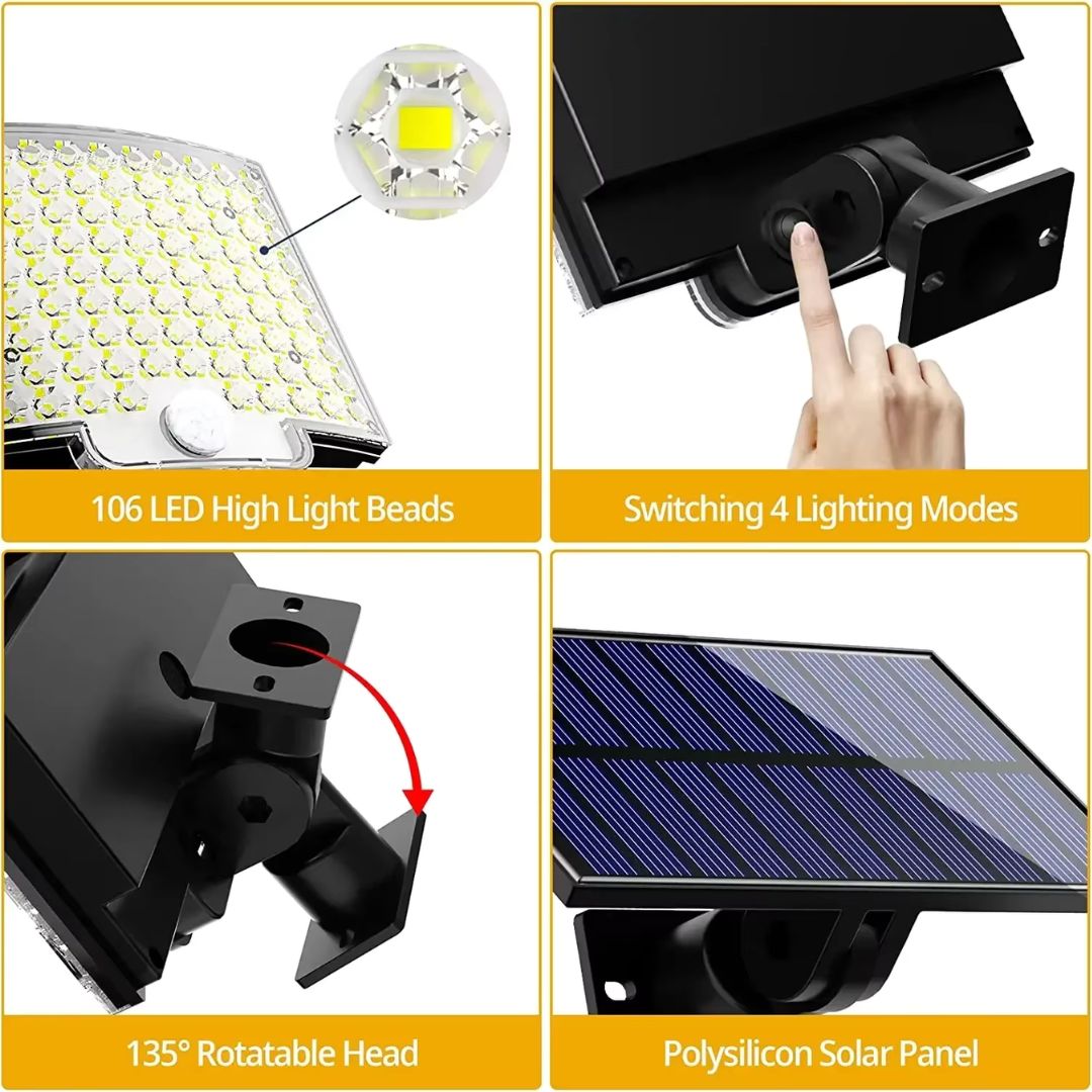 SunArc - 106 LED Solar-Außenleuchte mit Bewegungsmelder