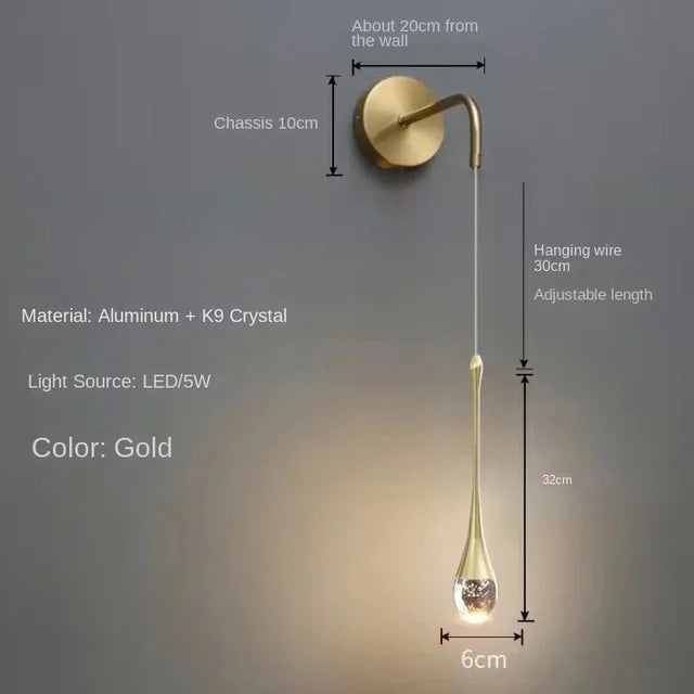 GoldenBubble™ – LED-Wandleuchte in Gold mit Kristall-Effekt für Wohnzimmer & Flur