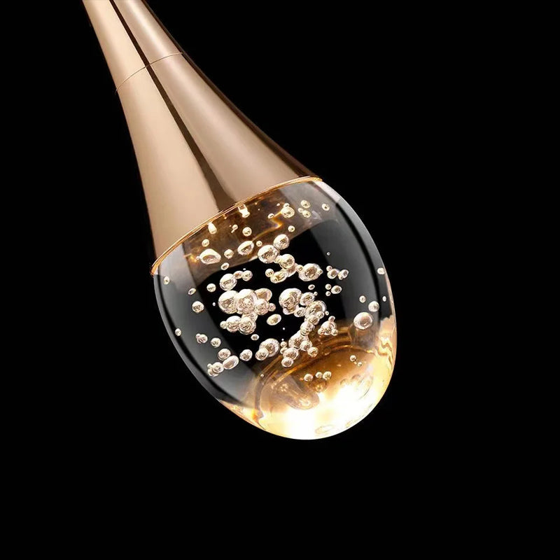 GoldenBubble™ – LED-Hängeleuchte in Gold mit Kristalltropfen & Modernem Design