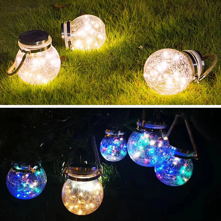 CrackGlow – Solar Hängelaterne aus Rissglas für Garten & Balkon