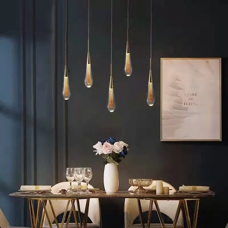 GoldenDrop™ – Elegante LED-Pendelleuchte in Tropfenform aus Goldglas