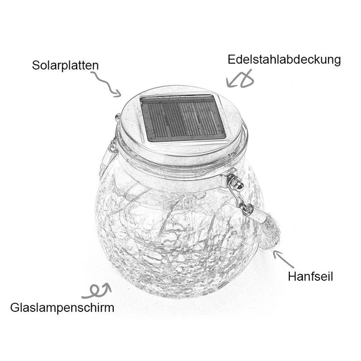 CrackGlow – Solar Hängelaterne aus Rissglas für Garten & Balkon