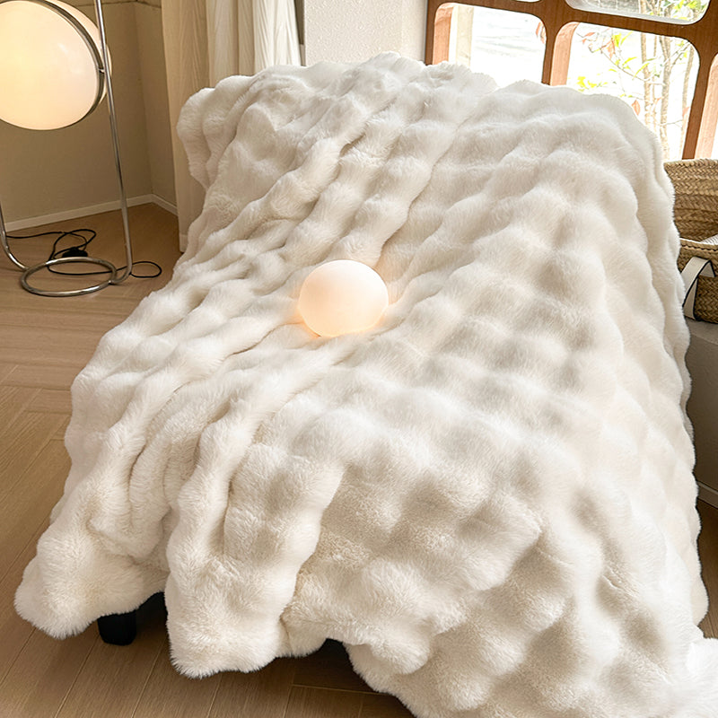 Velmorn - Plüschgestreifte Kuscheldecke für Couch und Bett