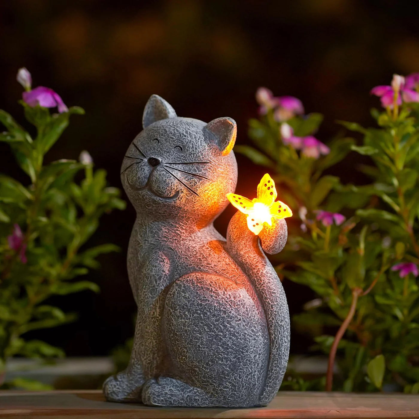 SolarWhisker – Solarbetriebene Katzenfigur mit LED-Kugel für Garten & Terrasse