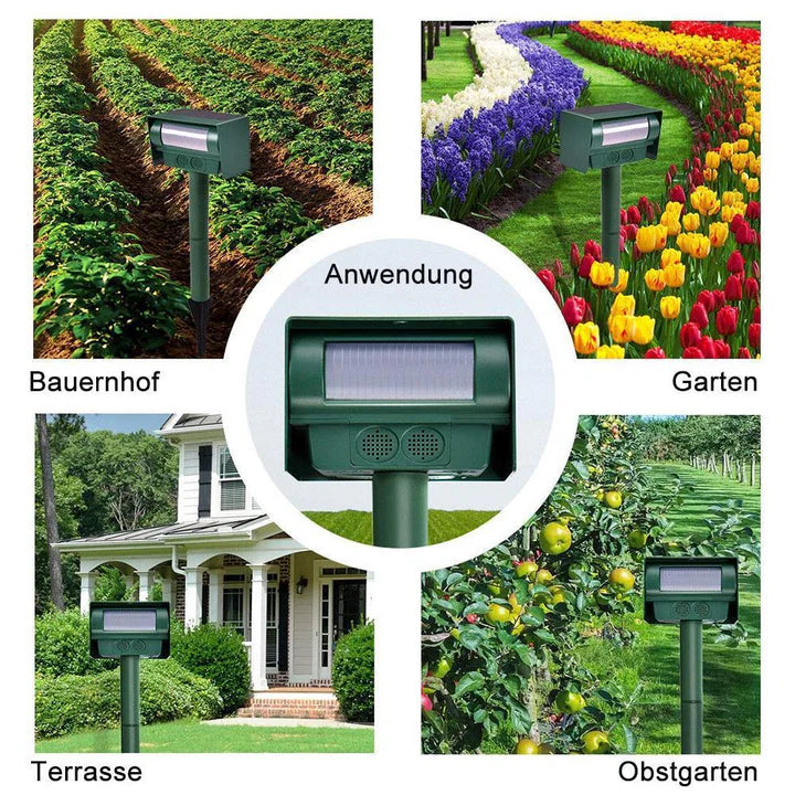 Solar-Ultraschall-Tiervertreiber für den Garten – Vertreibt Katzen, Marder & mehr