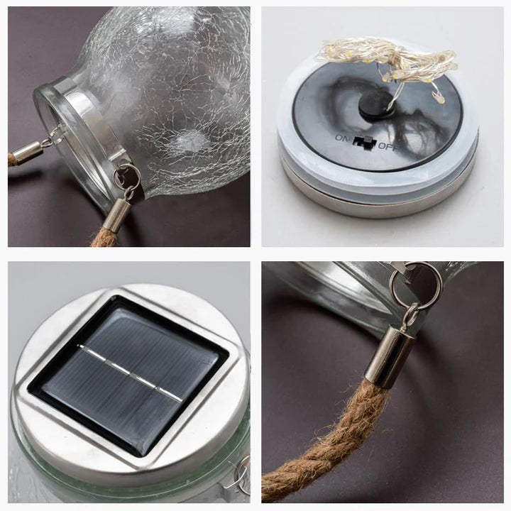 CrackGlow – Solar Hängelaterne aus Rissglas für Garten & Balkon