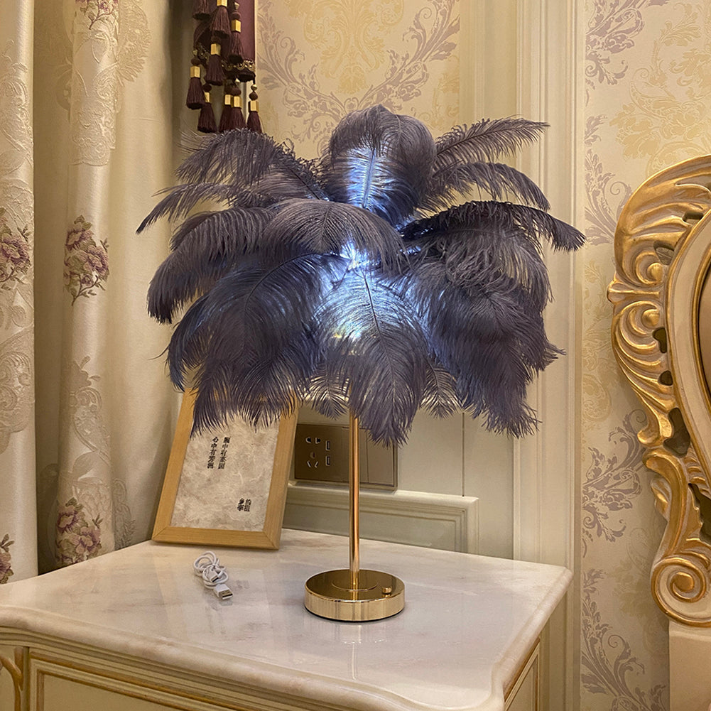 Feathra – Elegante Feder-Tischleuchte mit LED für Schlafzimmer & Wohnzimmer