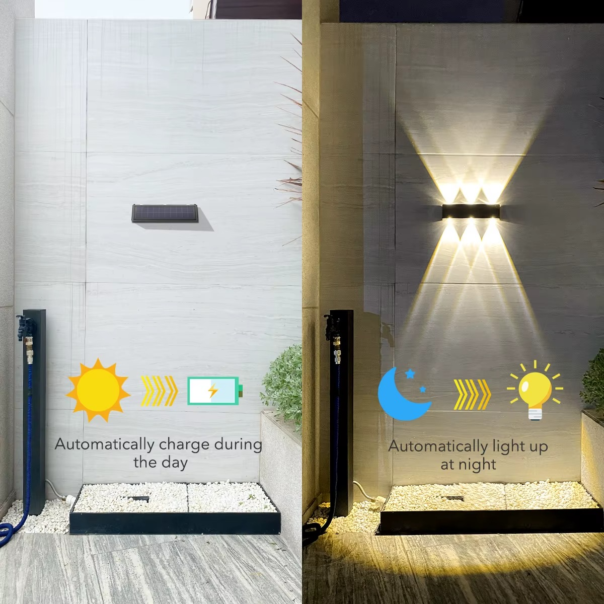 DuoRay - Große Auf&Ab Solar LED-Wandleuchte