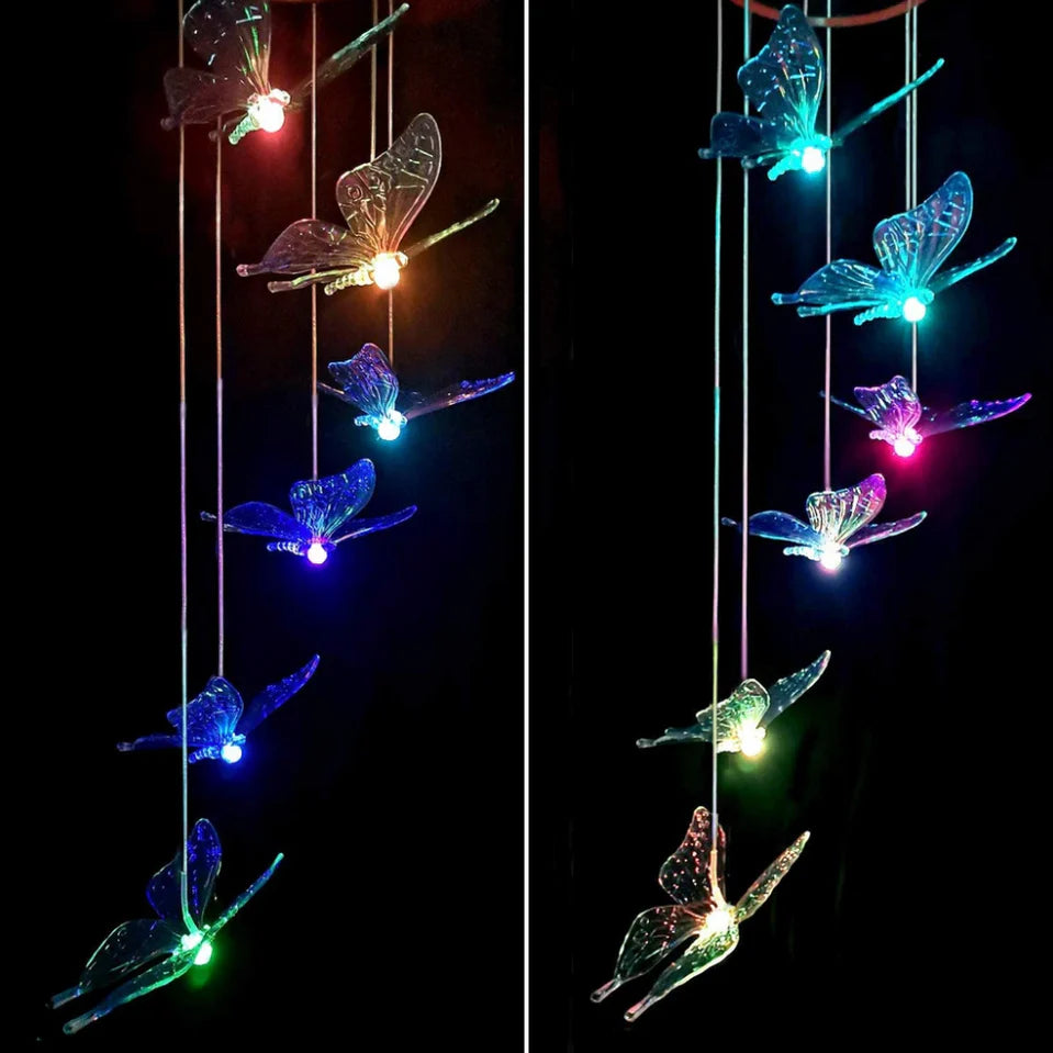 LumaWings – Solar-Windspiel mit LED-Schmetterlingen für Garten & Balkon