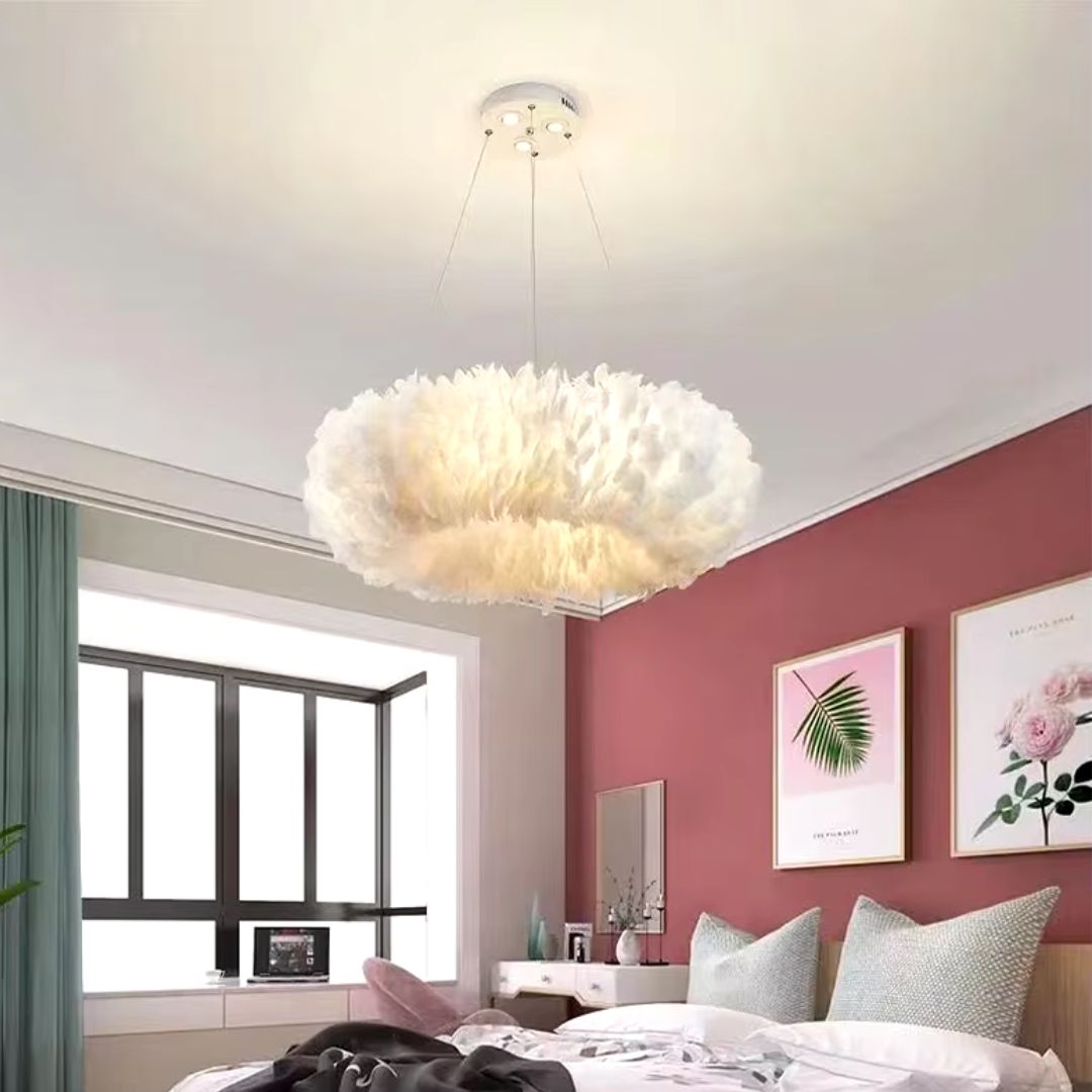 Feathra - Elegante Ring-Pendelleuchte mit LED für Schlafzimmer & Wohnzimmer