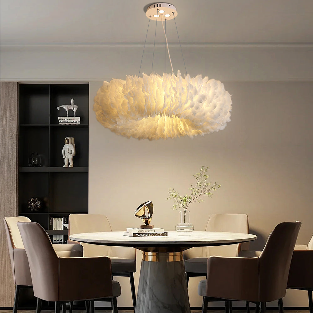 Feathra - Elegante Ring-Pendelleuchte mit LED für Schlafzimmer & Wohnzimmer