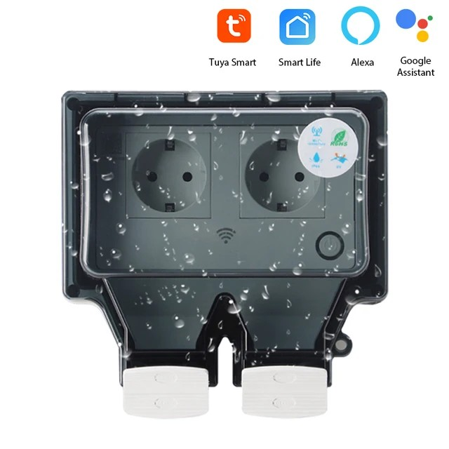 Smart WiFi Außensteckdose mit EU-Stecker – Wasserdicht & Wetterfest