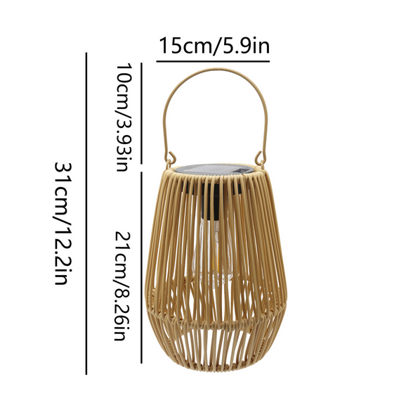 SolWeave – Solarlaterne aus Rattan mit warmweißem LED-Licht für außen