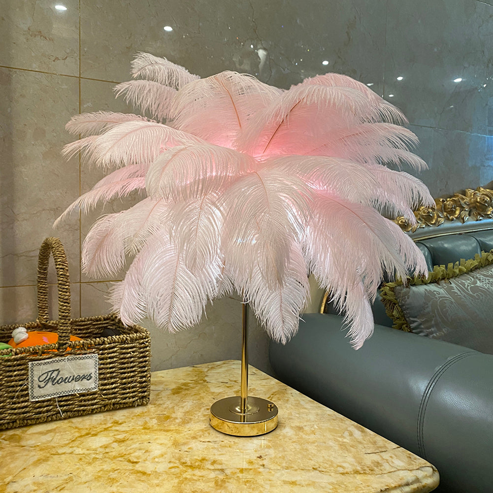 Feathra – Elegante Feder-Tischleuchte mit LED für Schlafzimmer & Wohnzimmer