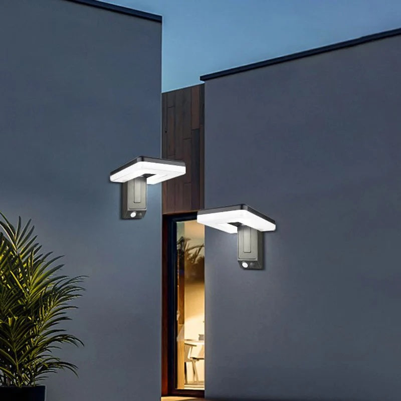 Lumeno - Quadratische Edelstahl Solar-Wandleuchte