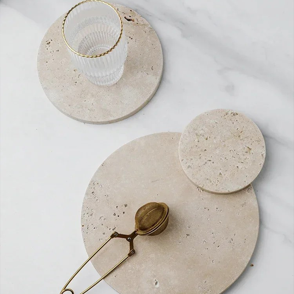 Natürliche Beige Marmor-Display-Schale