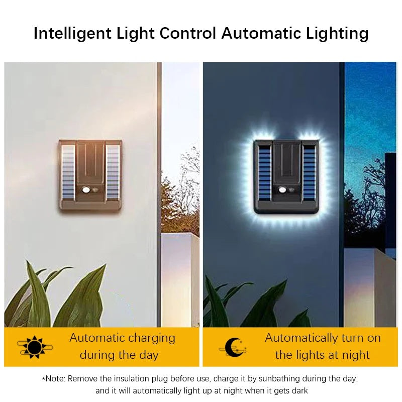 Lumeno - Quadratische Edelstahl Solar-Wandleuchte