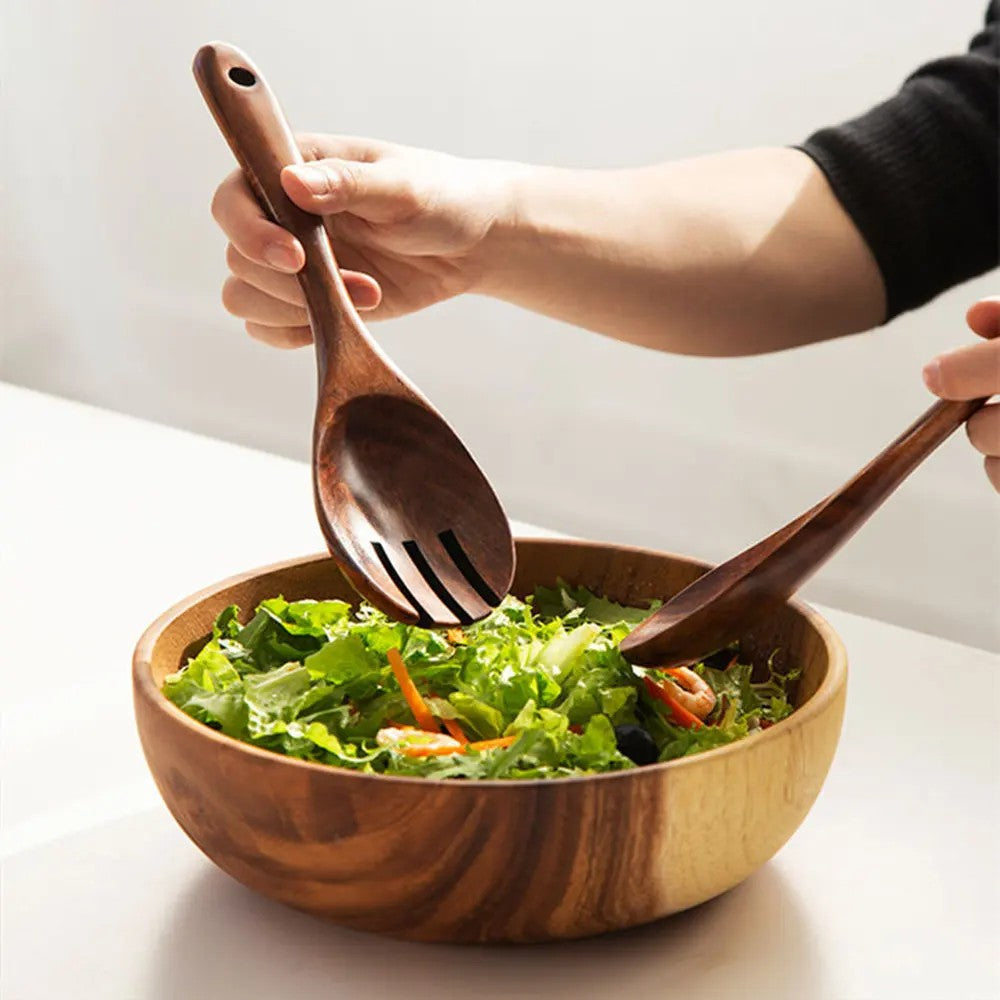 Große Akazienholz Salatschüssel-Set