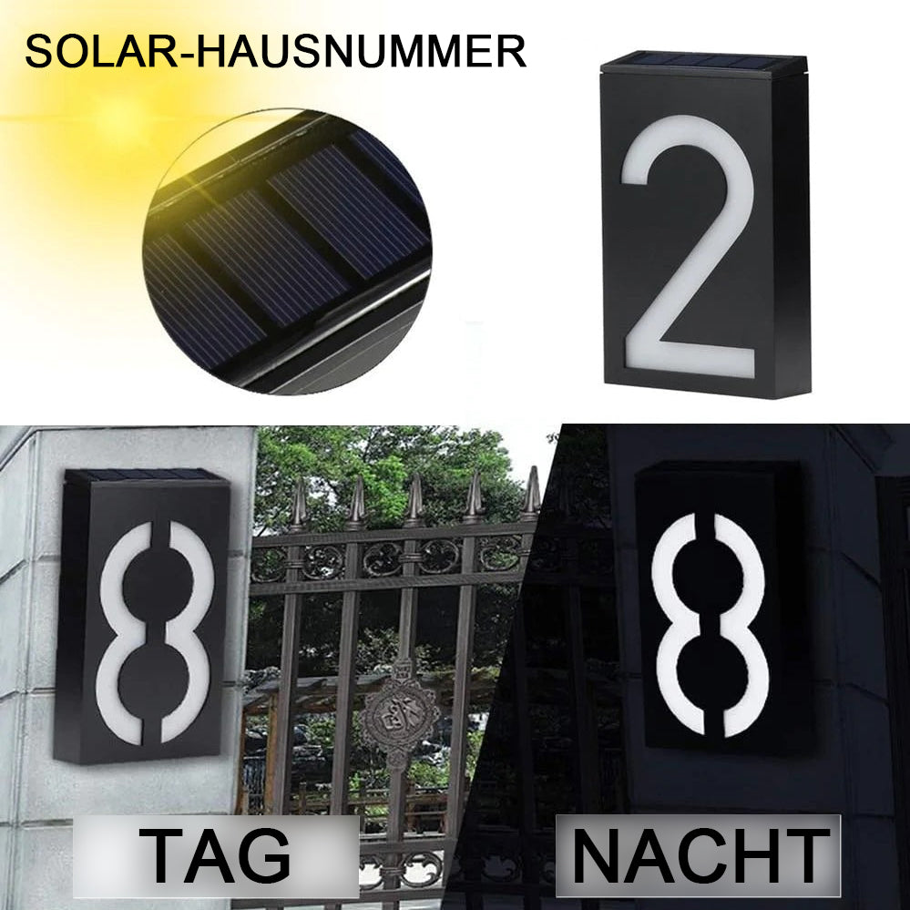 Beleuchtetes Solar-Hausnummernschild für Ihr Zuhause