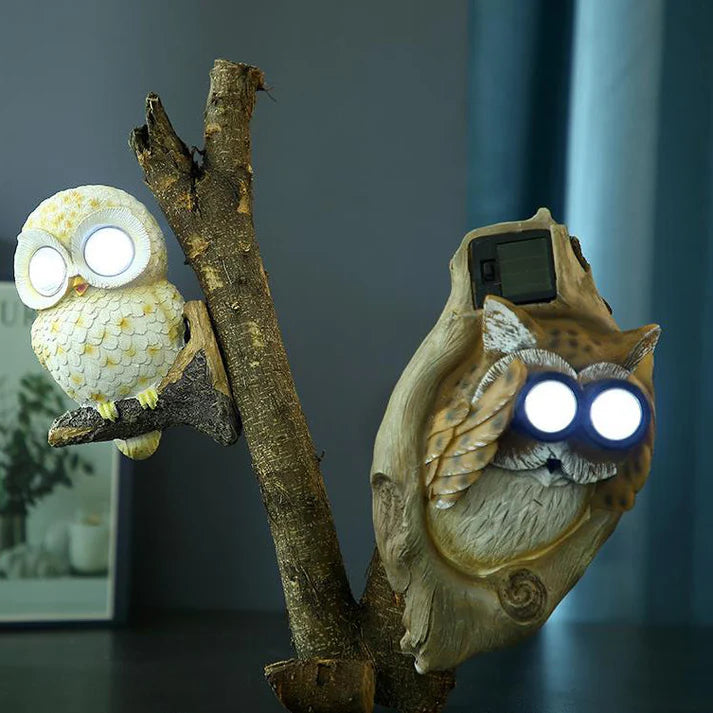 OwlForest - Dekoratives Solar Eule LED Nachtlicht