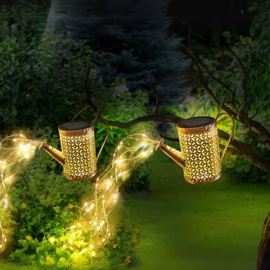 FairyPour - Dekorative Solar-Gießkanne mit kaskadierenden Lichtern