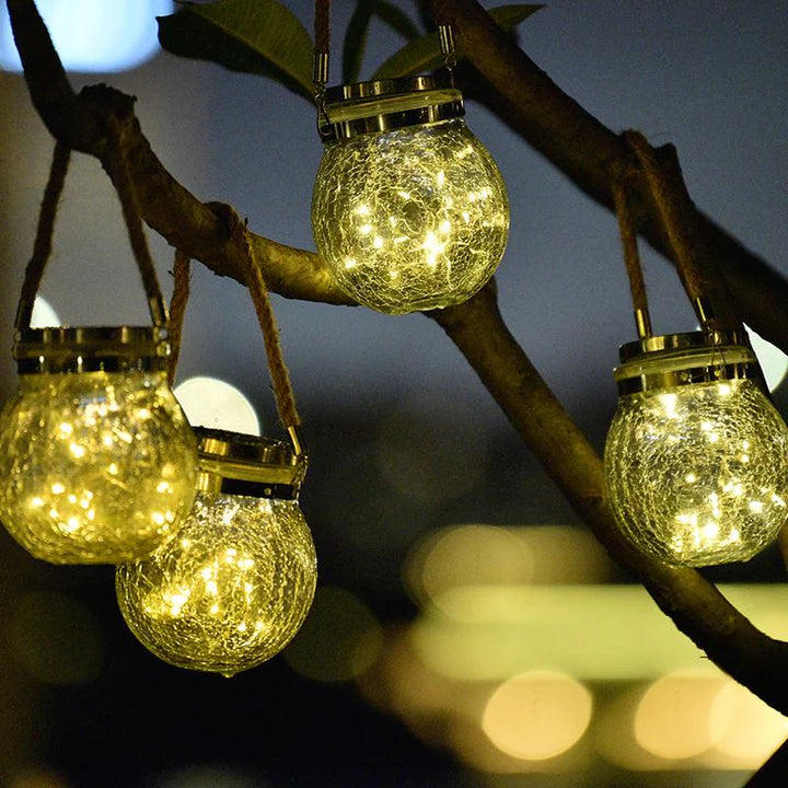 CrackGlow – Solar Hängelaterne aus Rissglas für Garten & Balkon