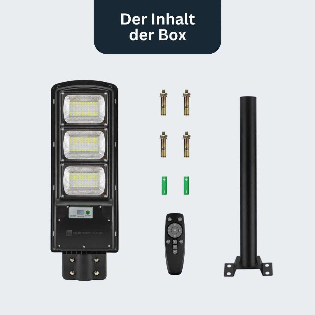 IlluminateSolarMega™ - 3 Lichter + 1 Frei 375W/6500 Lumen Ultra-helle Solar-Straßenleuchte