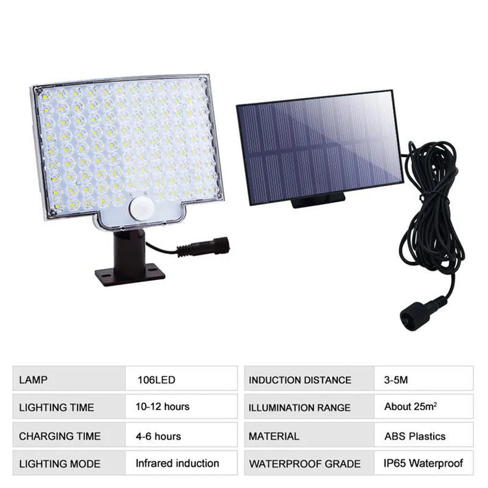 SunArc - 106 LED Solar-Außenleuchte mit Bewegungsmelder