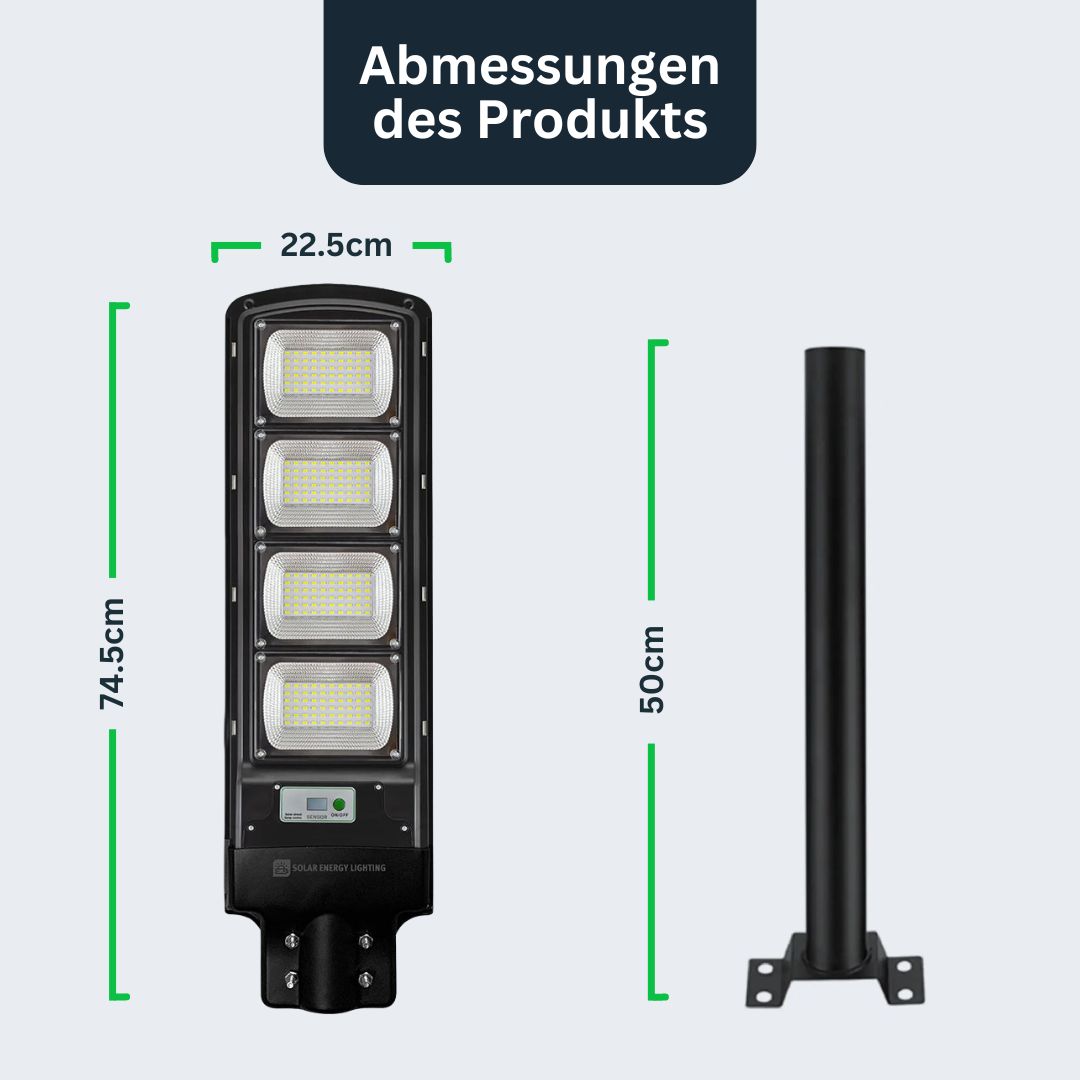 IlluminateSolarMega™ - 3 Lichter + 1 Frei 450W/6500 Lumen Ultra-helle Solar-Straßenleuchte