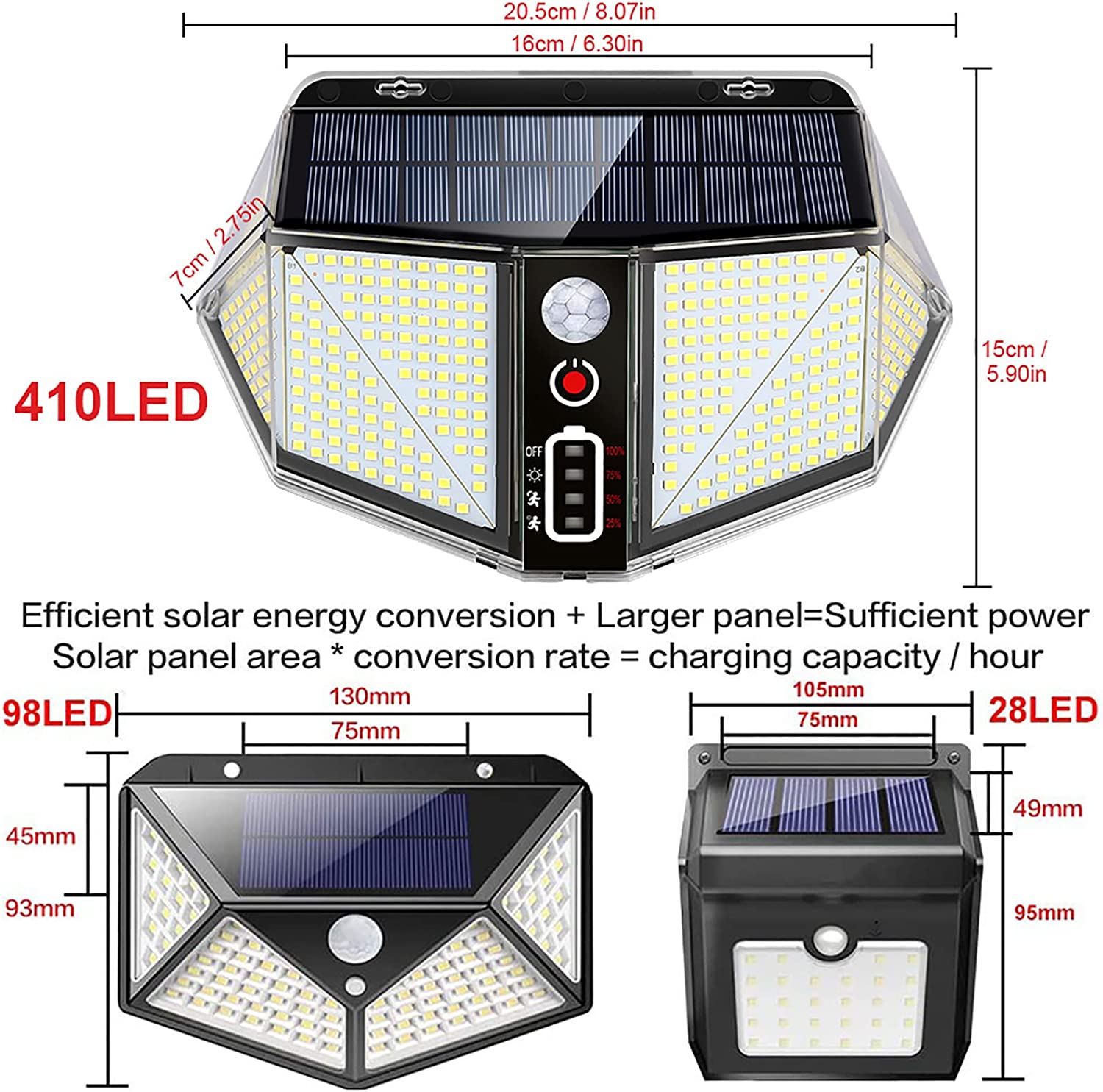 WallMega™- Die 410 LED-Solar-Zaunleuchte