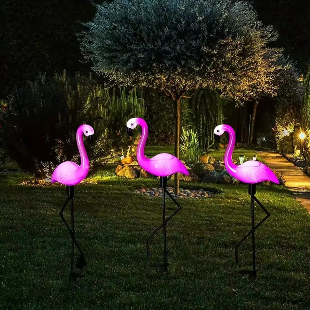 FlamingoGlow - solarbetriebene LED-Rasenflamingo-Lampe