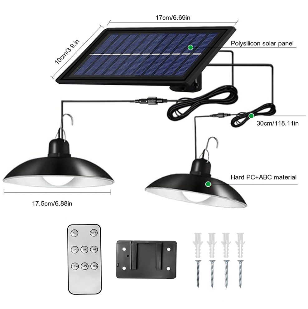 Solar-Pendelleuchten mit Doppelkopf