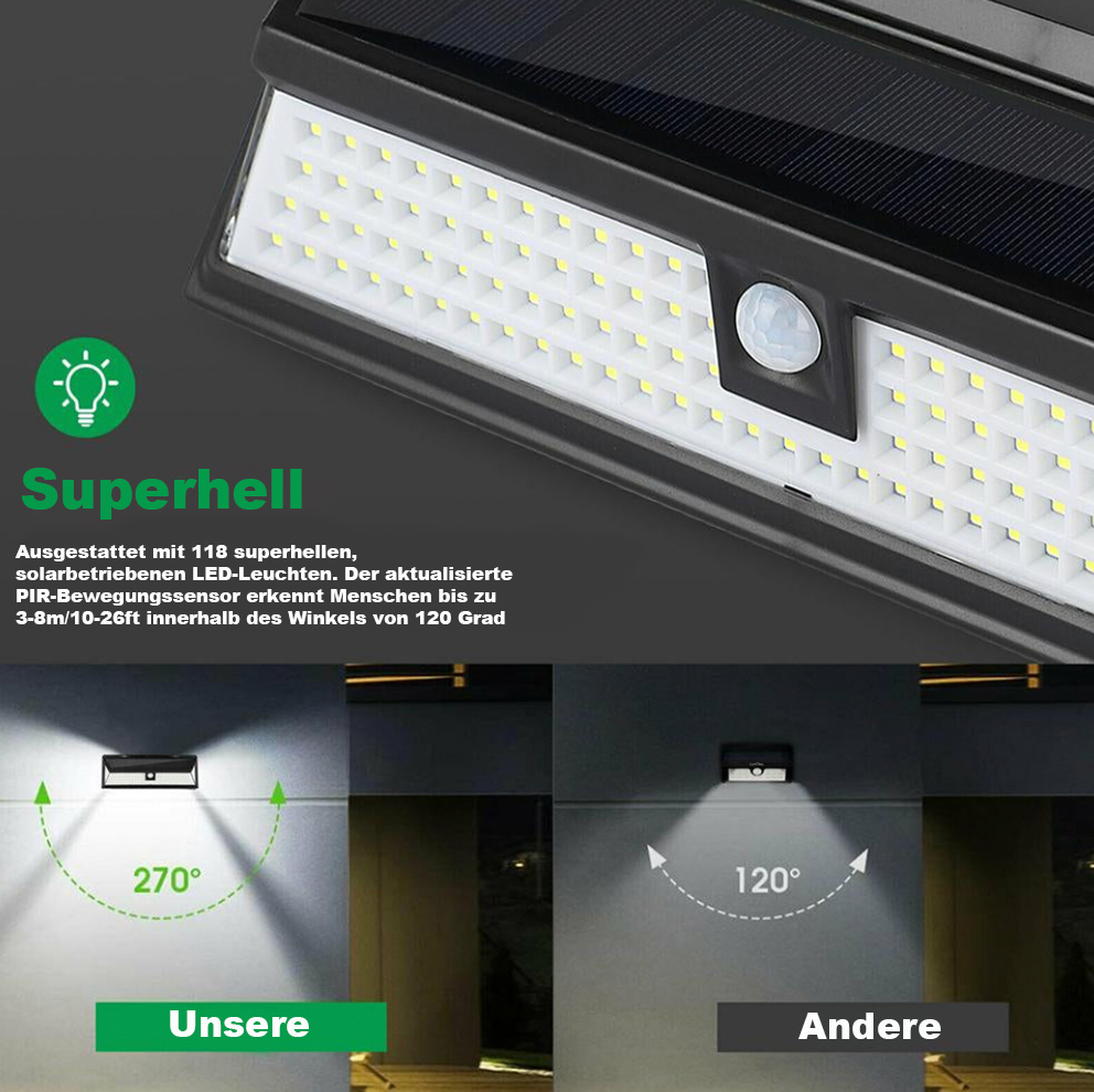 118 LED-Solar Zaunleuchte mit 1000 Lumen