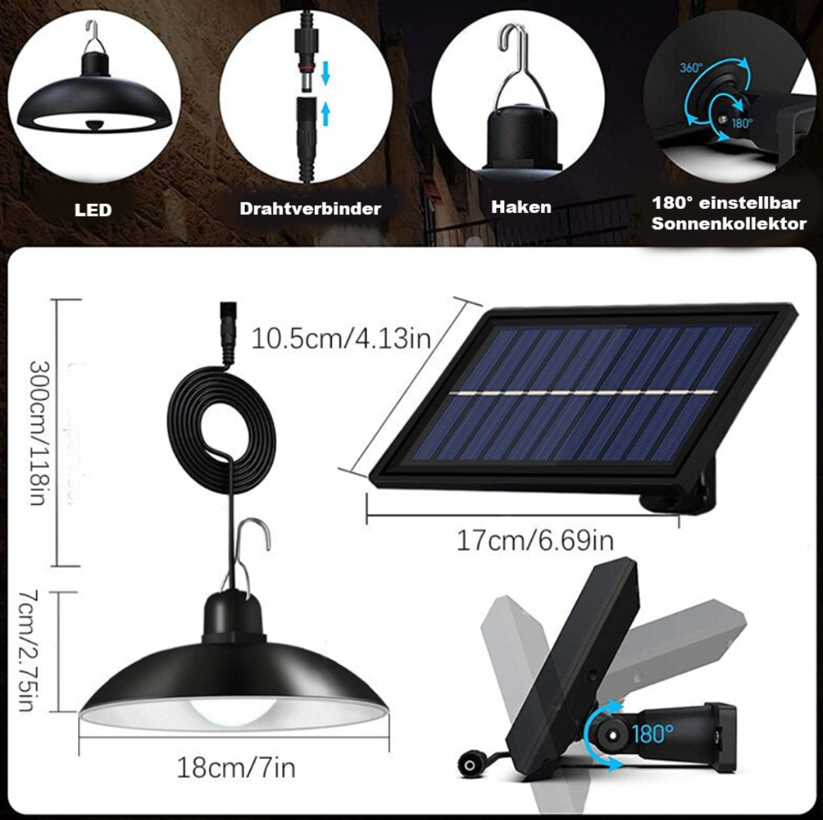 Hängesolarleuchte für den Außenbereich