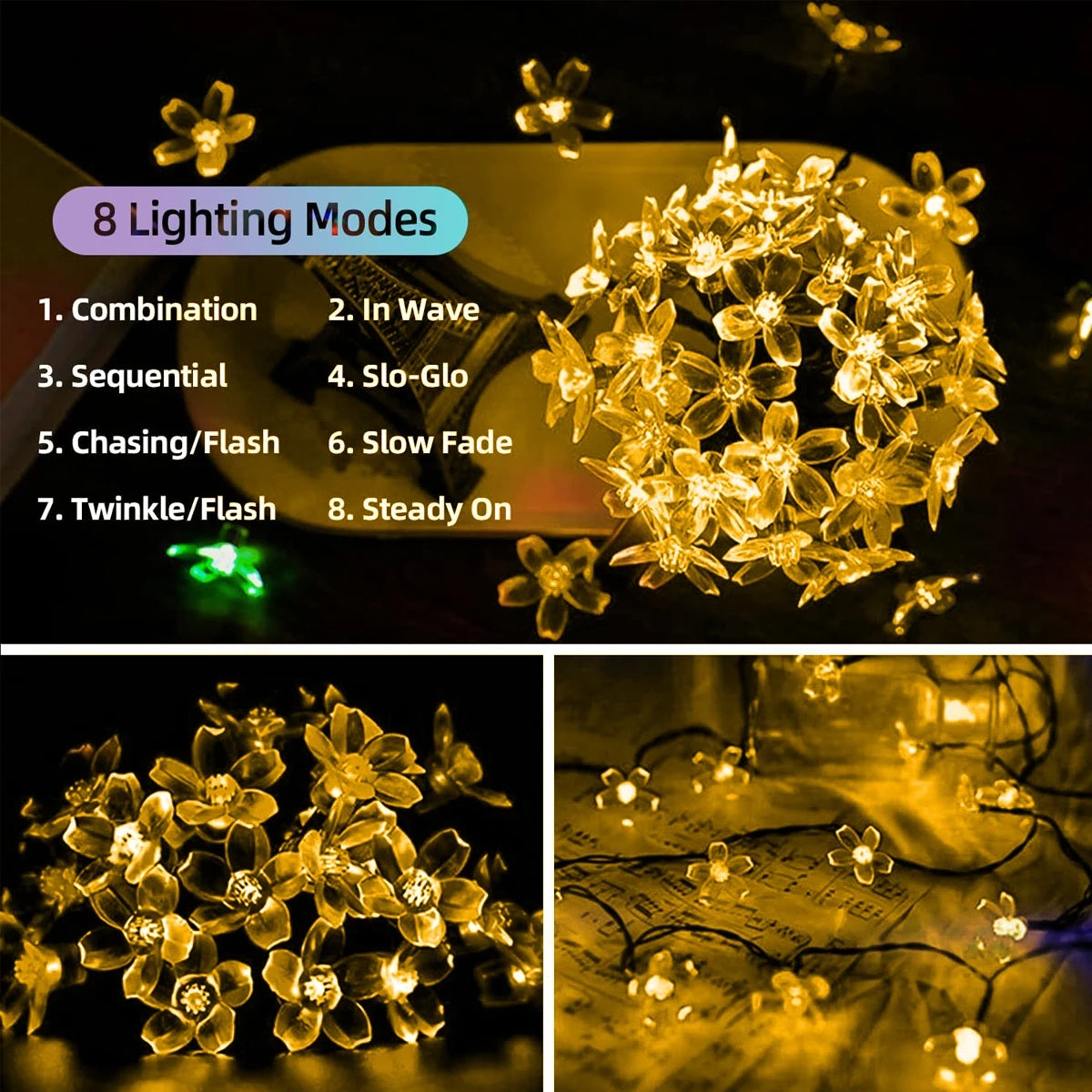 BlossomGlow Solar Sakura Lichterkette – LED Außenbeleuchtung für Garten & Feiertage