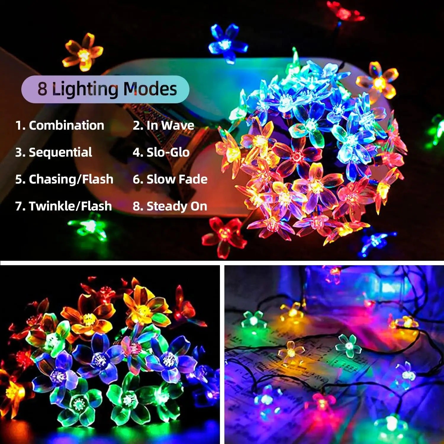 BlossomGlow Solar Sakura Lichterkette – LED Außenbeleuchtung für Garten & Feiertage