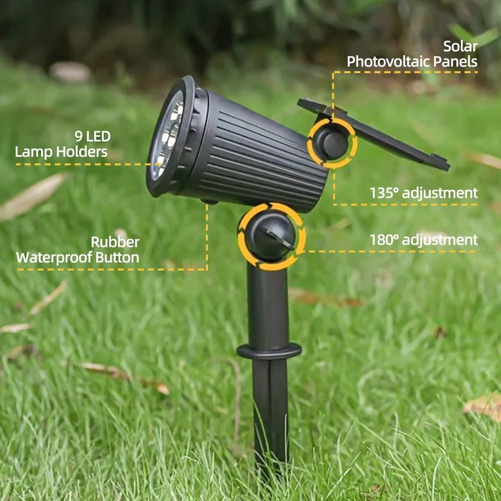 LumaRay – RGB-Solar-LED-Gartenstrahler mit 9 Leuchten für Außenbereiche