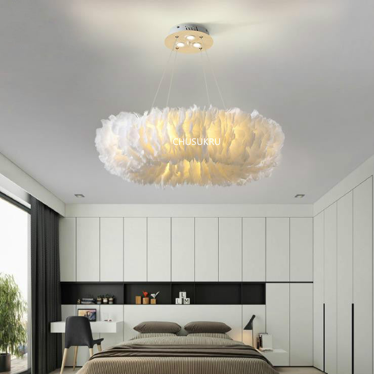 Feathra - Elegante Ring-Pendelleuchte mit LED für Schlafzimmer & Wohnzimmer